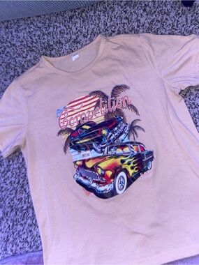 Vintage Car Graphic Tee - Tan